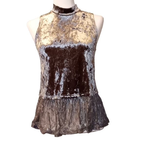 Good Luck Gem metallic, plush, stretch, mock neck, halter shirt size XS - Picture 1 of 10